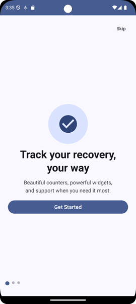 Nimbus Clean Time welcome screen showing simple setup options