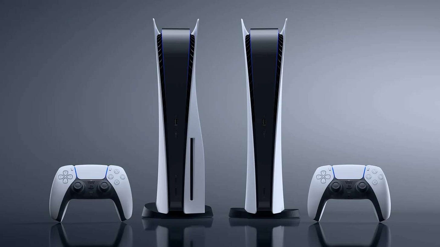 PS5 disc and Digital standing vertically PS5 disc and Digital standing vertically