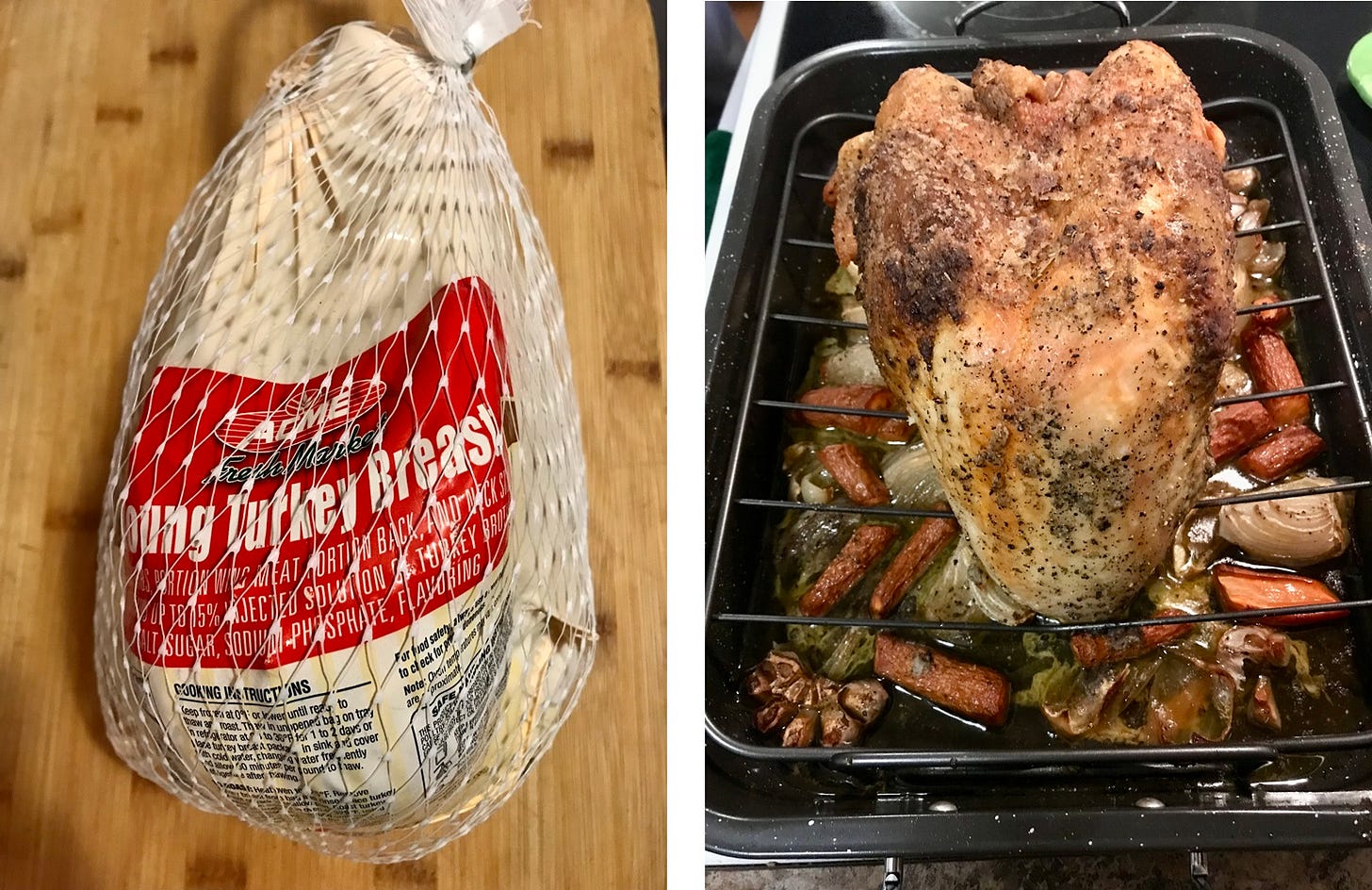 Frozen turkey breast and roasted turkey breast