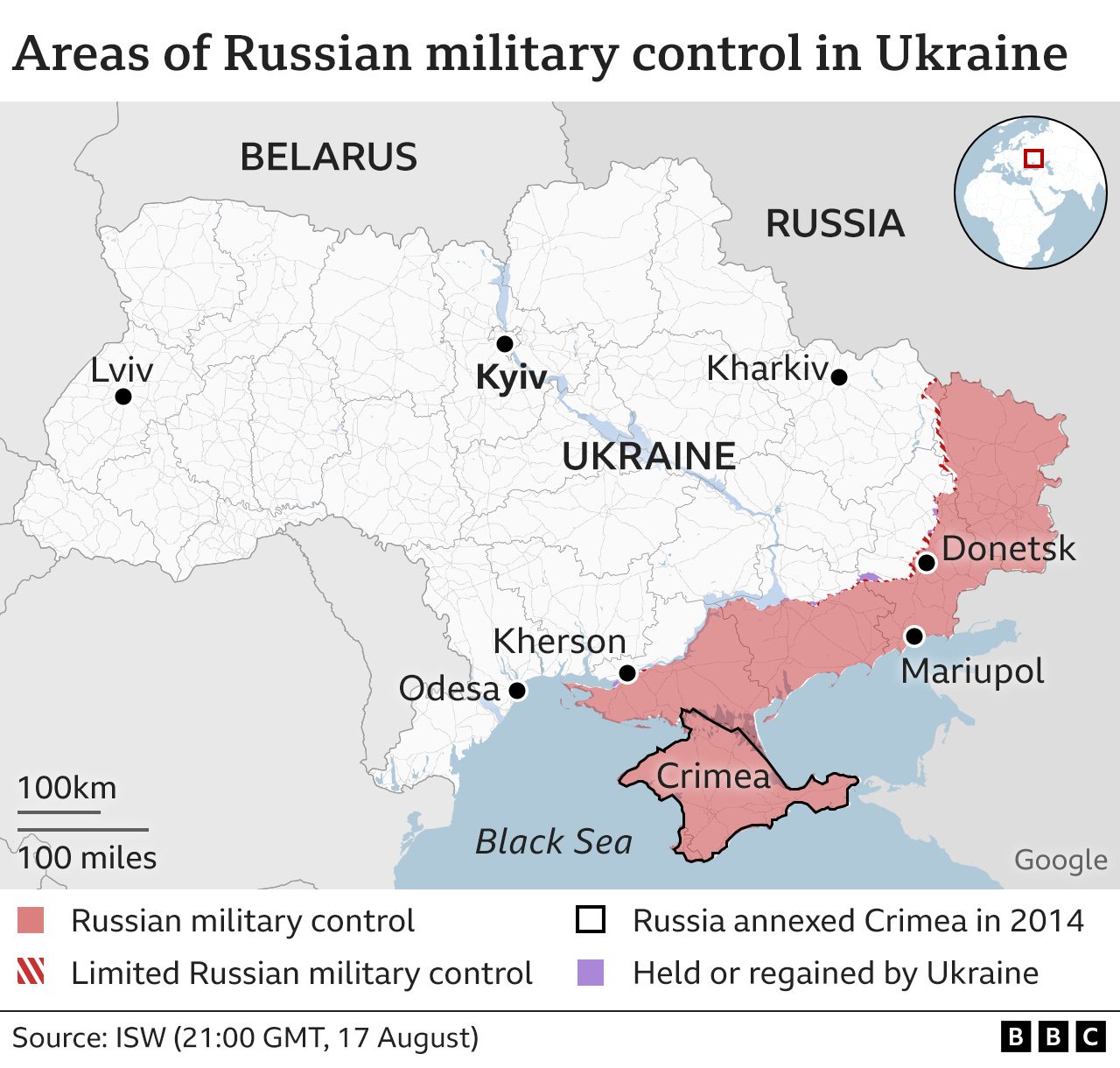 Map showing whole of Ukraine, including the city of Lviv