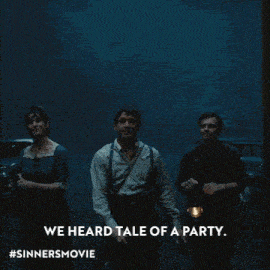 a poster for a movie that says we heard tale of a party #sinnersmovie