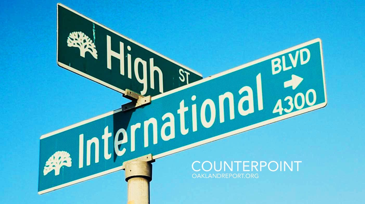 Street sign at International Boulevard and High Street. Oakland, California. (Image source: Wikimedia Commons) Street sign at International Boulevard and High Street. Oakland, California. (Image source: Wikimedia Commons)