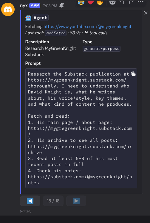 The research agent doing its thing The research agent doing its thing