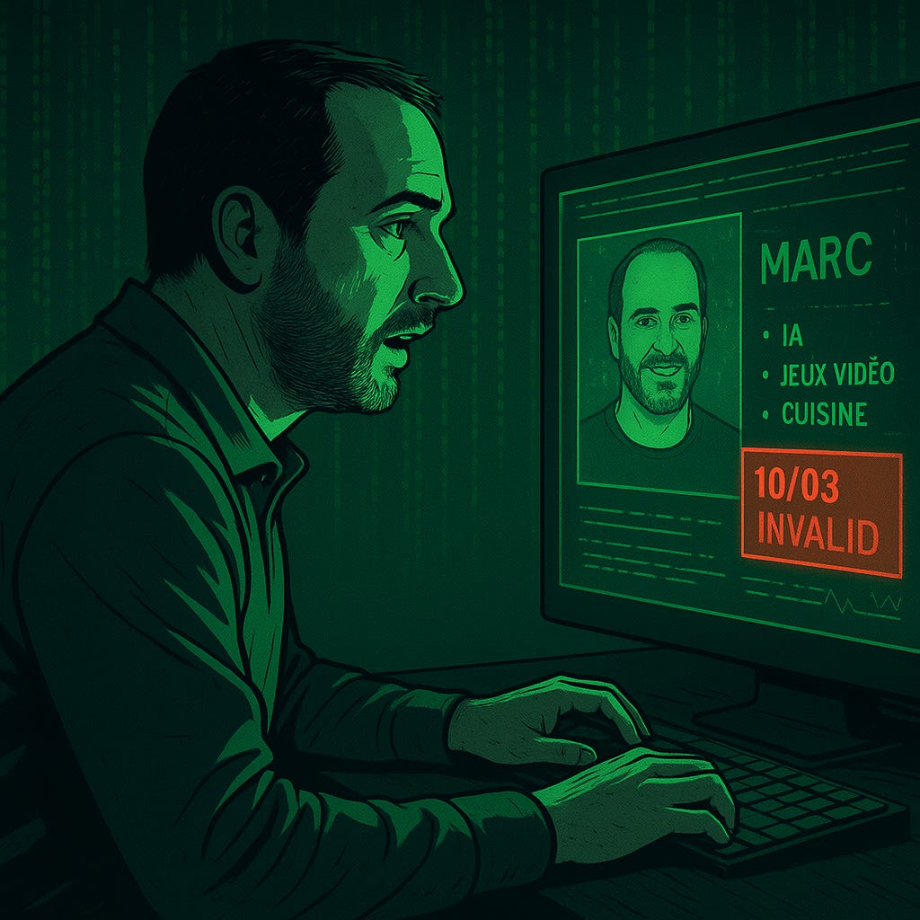 Profil numérique sous lumière verte