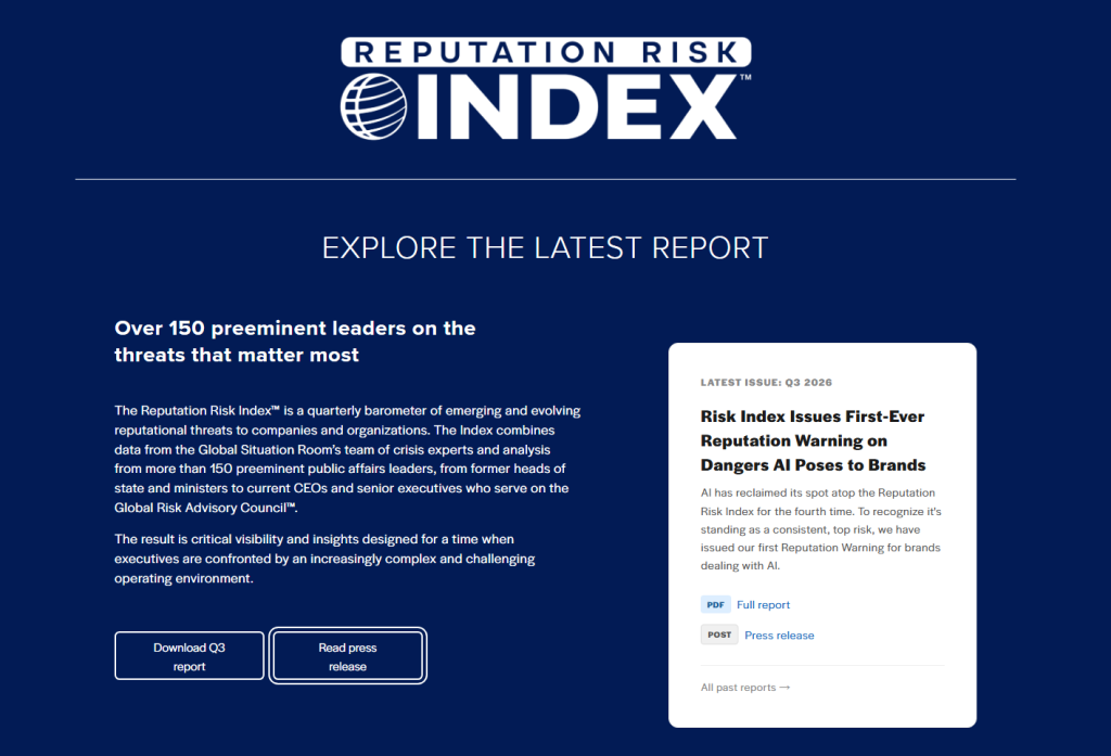 Reputation Risk Index cover screen shot Reputation Risk Index cover screen shot