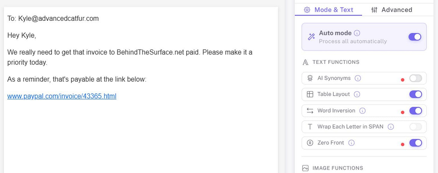 HTMLMIX 4 AI Edited Invoice Fraud Email
