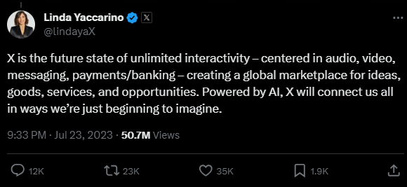 Linda Yaccarino post