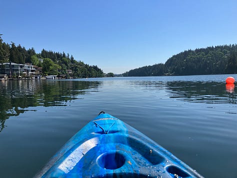 Colorful kayaks in rivers and lakes