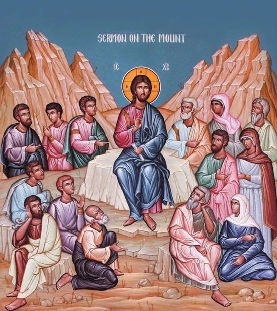 Handmade Mounted Icon | The Sermon on the Mount. The Beatitudes. Matthew 5-7