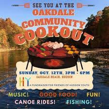 Mark your calendars, friends! The Oakdale Community Cookout is happening  October 12th, and we're so excited to be part of it! This event supports  @friendsofhudsonyouth, a Hudson treasure that helps our community