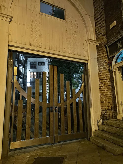 A wooden gate.