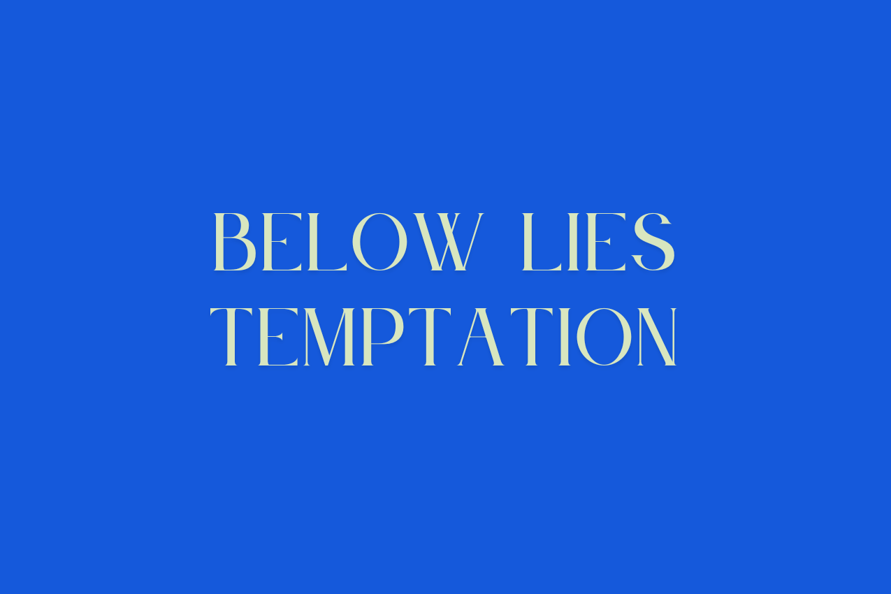 Text image reading "Below Lies Temptation," marking optional hints for the puzzle.
