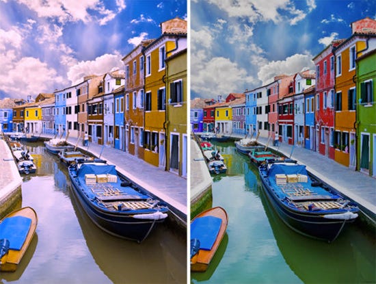 Image by EnChroma—Comparison of Color Blind and with Correcting Glasses EnChroma Comparison Image from Venice