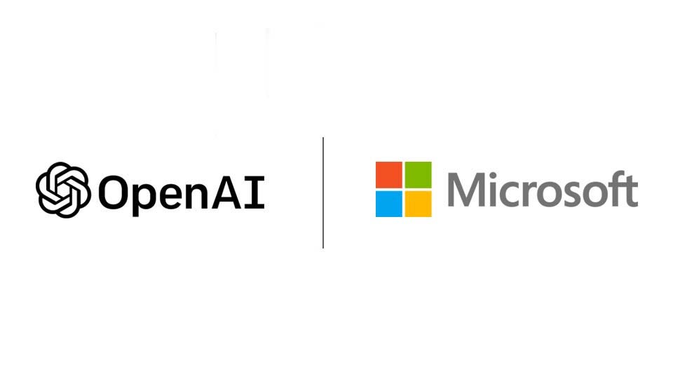Logos of OpenAI on left and Microsoft on right.