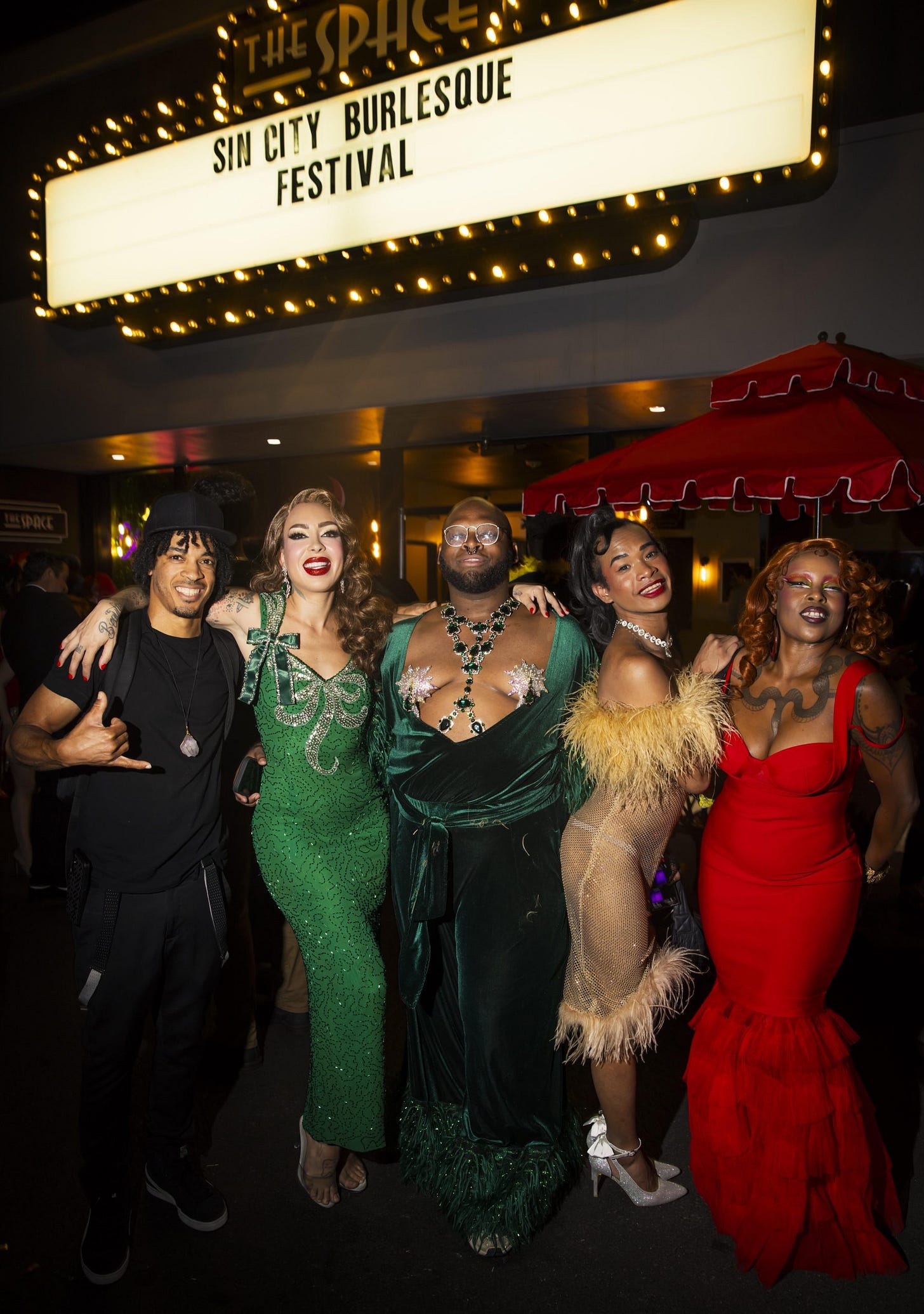 L-R: Phathoms Deep, Raquel Reed, Qween Quan, Ariana Amour and La Reina. (Supplied)