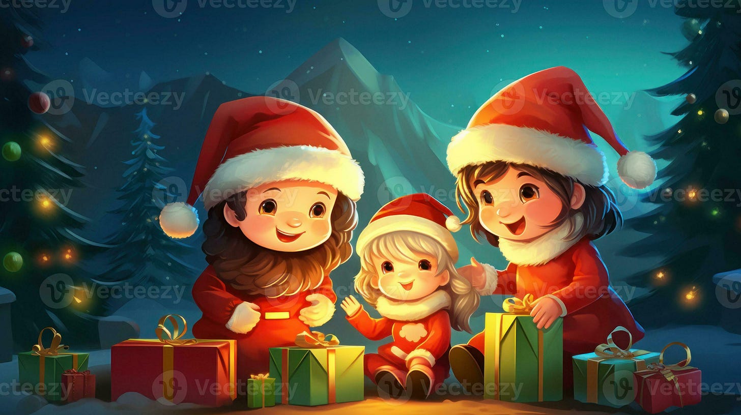 AI generated Merry Christmas, Christmas day, A Christmas tree decorated  with luxurious and beautiful gifts. of Santa Claus for children to make  them feel happy for a long time during the holidays.