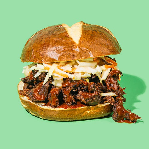 Purple Carrot's Pistachio-Apricot Oats, Pesto Portobello Tortellini, Carolina-Style "Brisket" Sammies, and Lemon Rice Pilaf