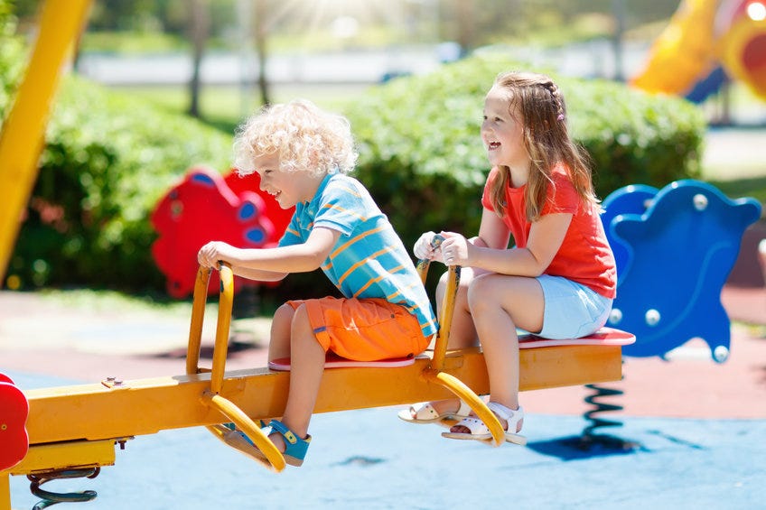 Children playing on a playground
