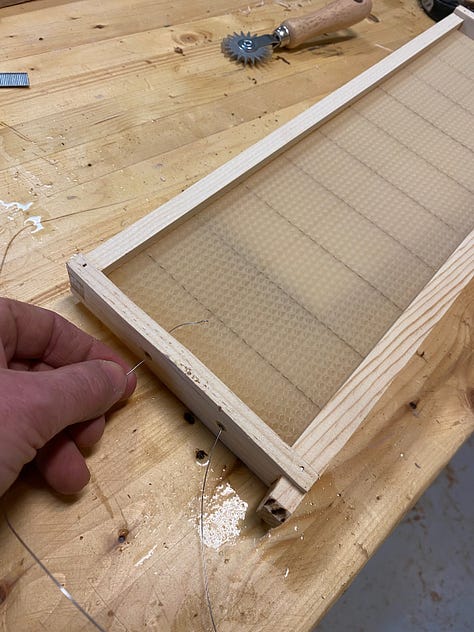 Beehive equipment, including hive frames.