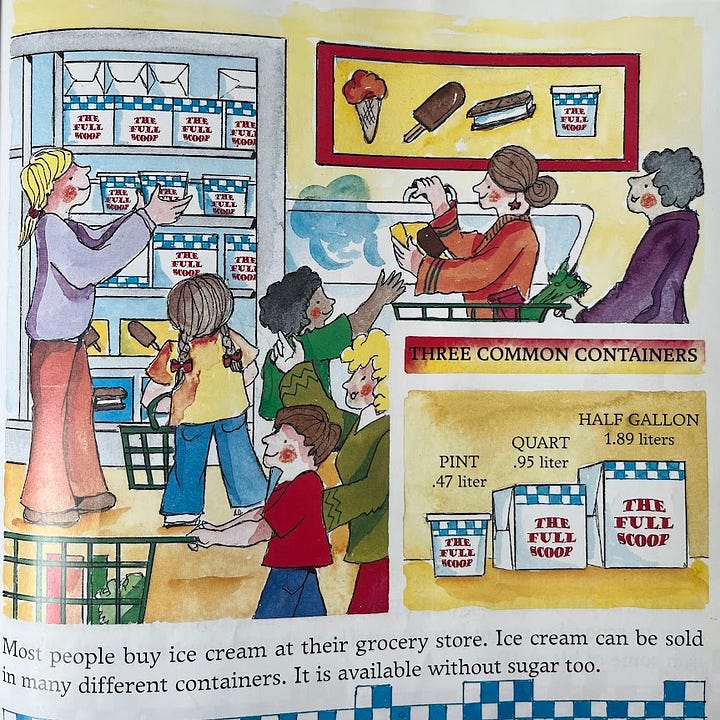 Book cover showing an ice cream shop with customers lined up and other customers enjoying their ice cream