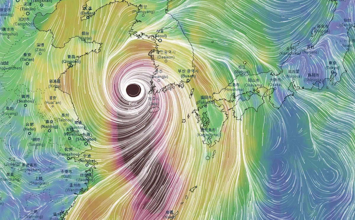 Typhoon Bavi on its way towards the Korean peninsula Typhoon Bavi on its way towards the Korean peninsula
