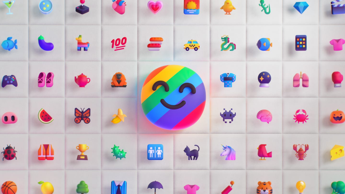 A grid gallery of different Microsoft emojis