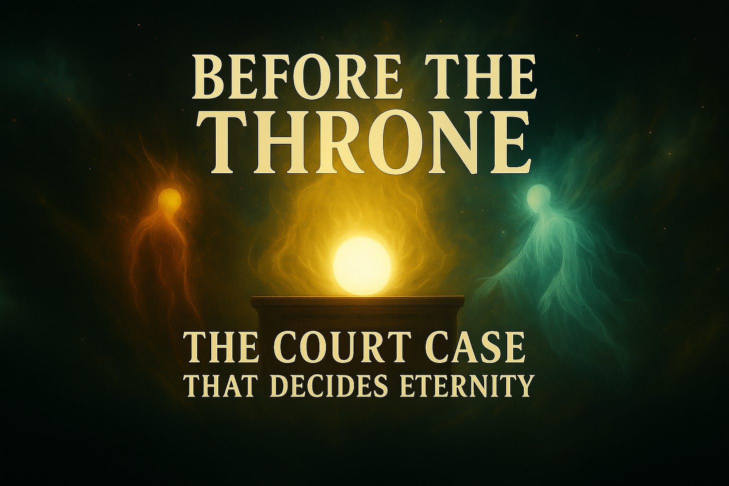 Title banner: Before the Throne - The Court Case That Decides Eternity