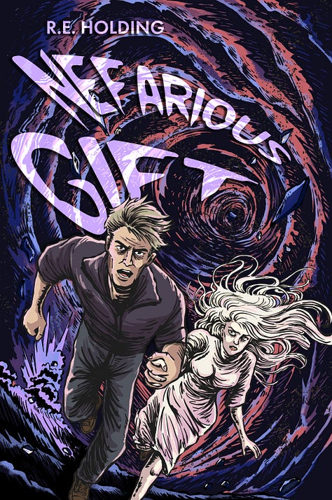 Northern Roseaarde Series book covers and new titles: 1. Nefarious Gift, 2. Despicable Boon, and 3. Existential Pest. New urban fantasy series by R.E. Holding