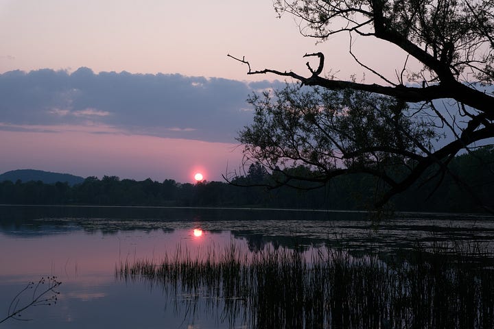 Sunset over a lake