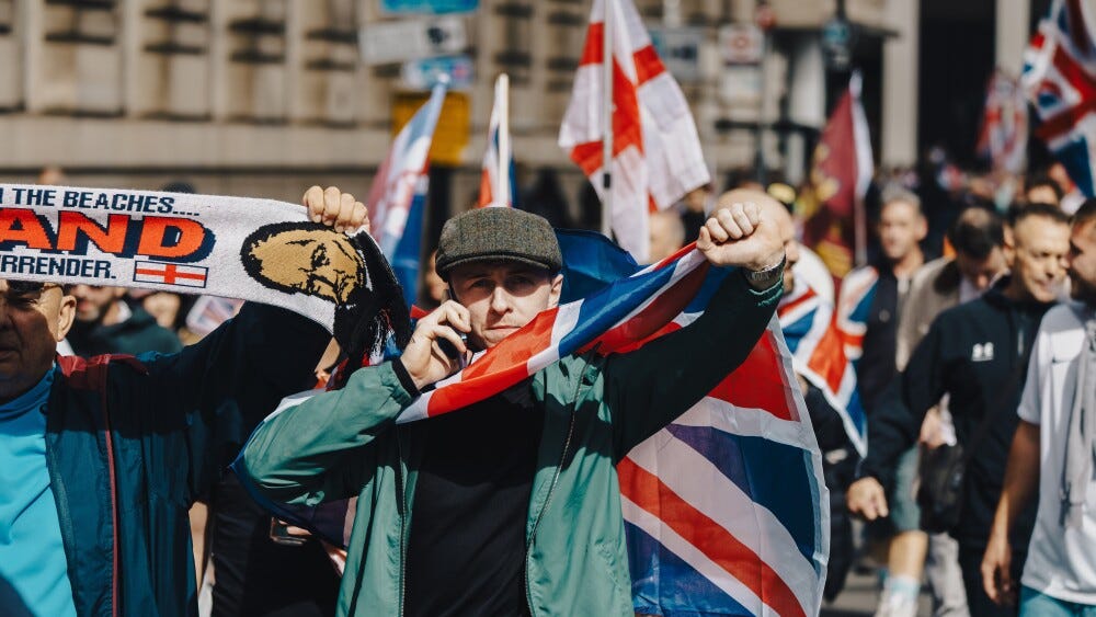 Protesters defend the right to free speech at a rally in London on September 13, 2025. Such protests appear to be having an impact on policies in the United Kingdom as a judge recently ruled in favor of an actuary who was punished by his professional organization for criticizing Islam on social media.