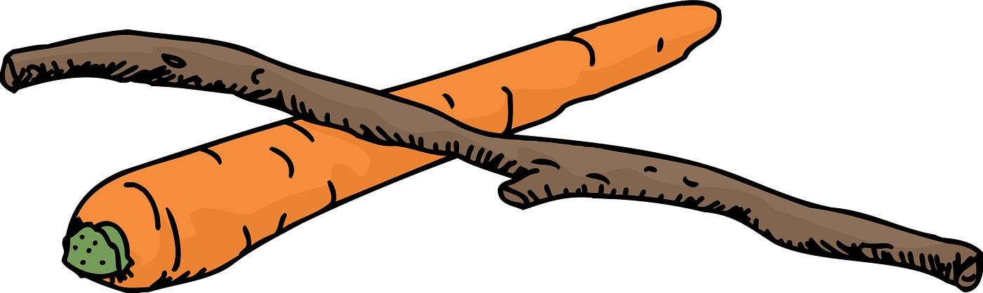 A carrot and stick cross A carrot and stick cross