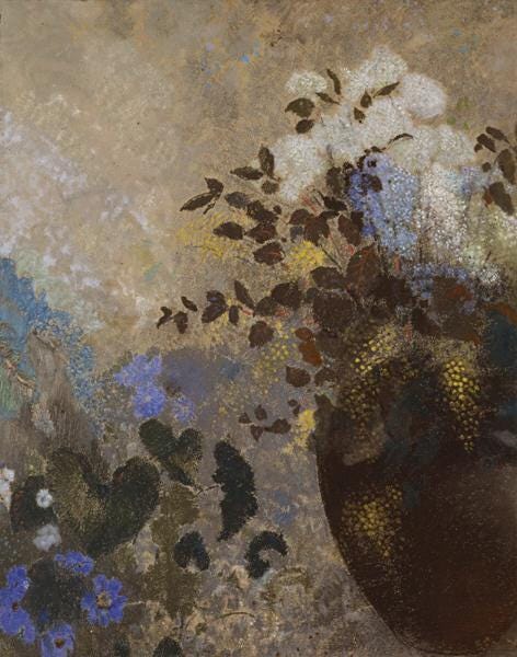 Flowers in a Black Vase, c.1909 - Odilon Redon - WikiArt.org