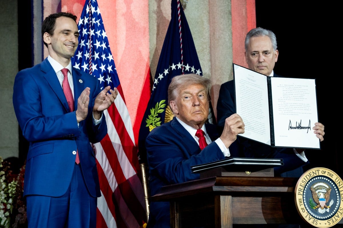 President Donald Trump signs Executive Orders at the White House AI Summit at Andrew W. Mellon Auditorium in Washington, D.C., Wednesday, July 23, 2025. (Official White House Photo by Joyce N. Boghosian) President Donald Trump signs Executive Orders at the White House AI Summit at Andrew W. Mellon Auditorium in Washington, D.C., Wednesday, July 23, 2025. (Official White House Photo by Joyce N. Boghosian)