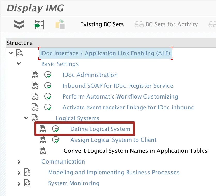 Select Define Logical System in transaction SALE Select Define Logical System in transaction SALE
