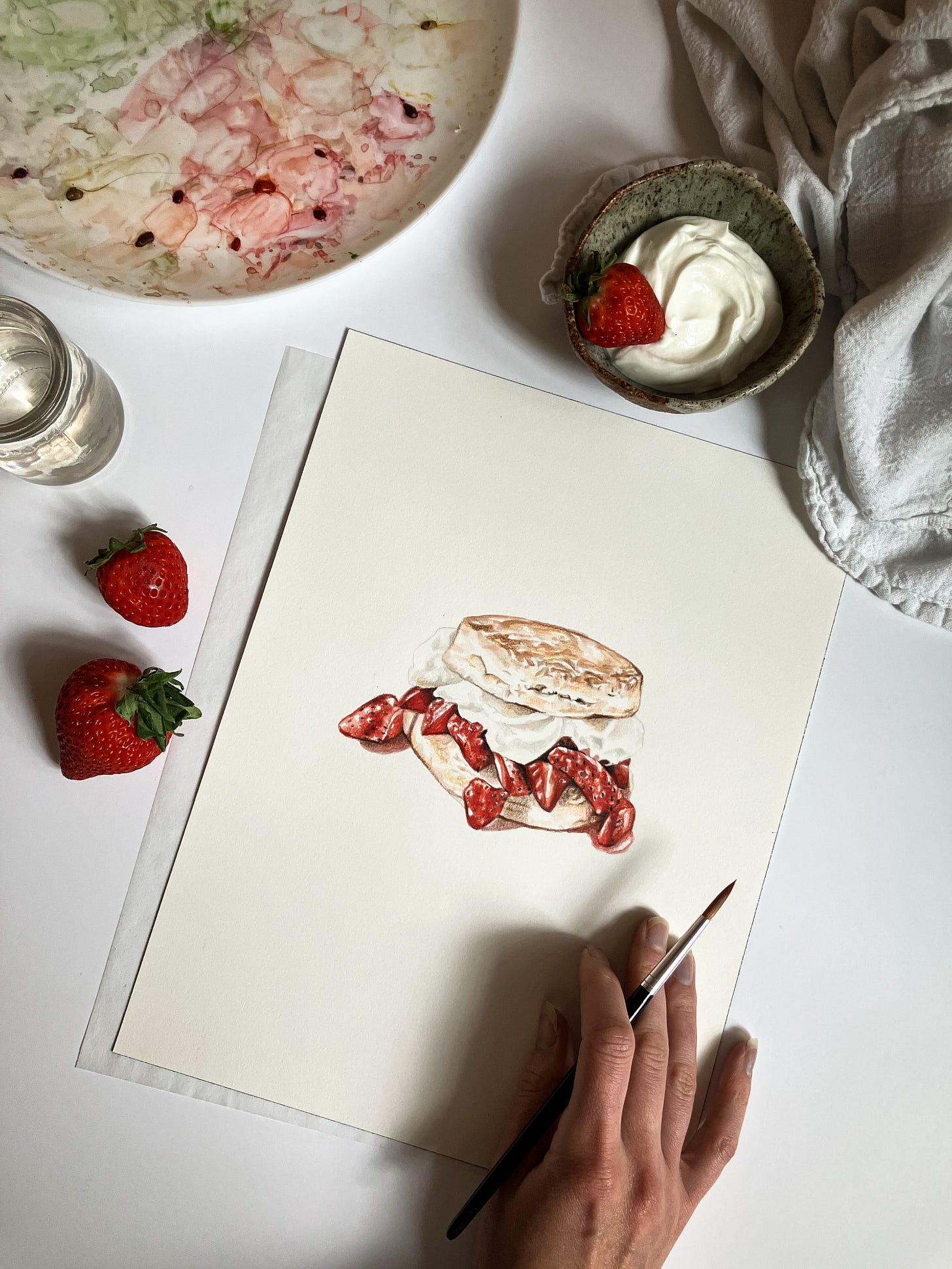 strawberry shortcake painting in process