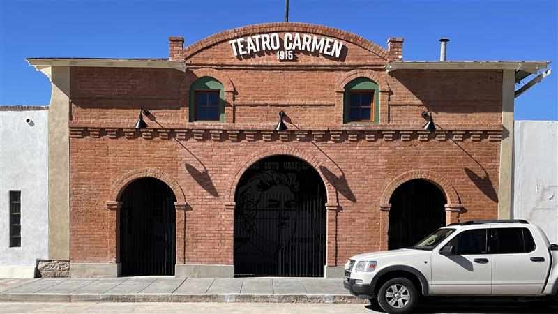 The newly-renovated facade of the Teatro Carmen