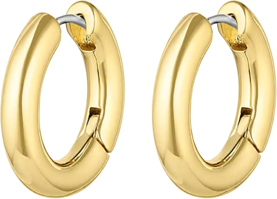 gorjana - Lou Huggies 1/2" Drop - 18K Gold-Plated Finish - Secure Hinge Closure - Stylish Hoop Earrings, Ideal for Ear Stack - Complimentary Gift Packaging - Perfect for Gifting