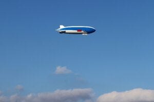 A zeppelin or blimp