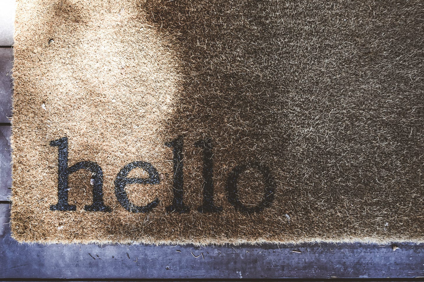 Welcome mat saying "hello" Welcome mat saying "hello"