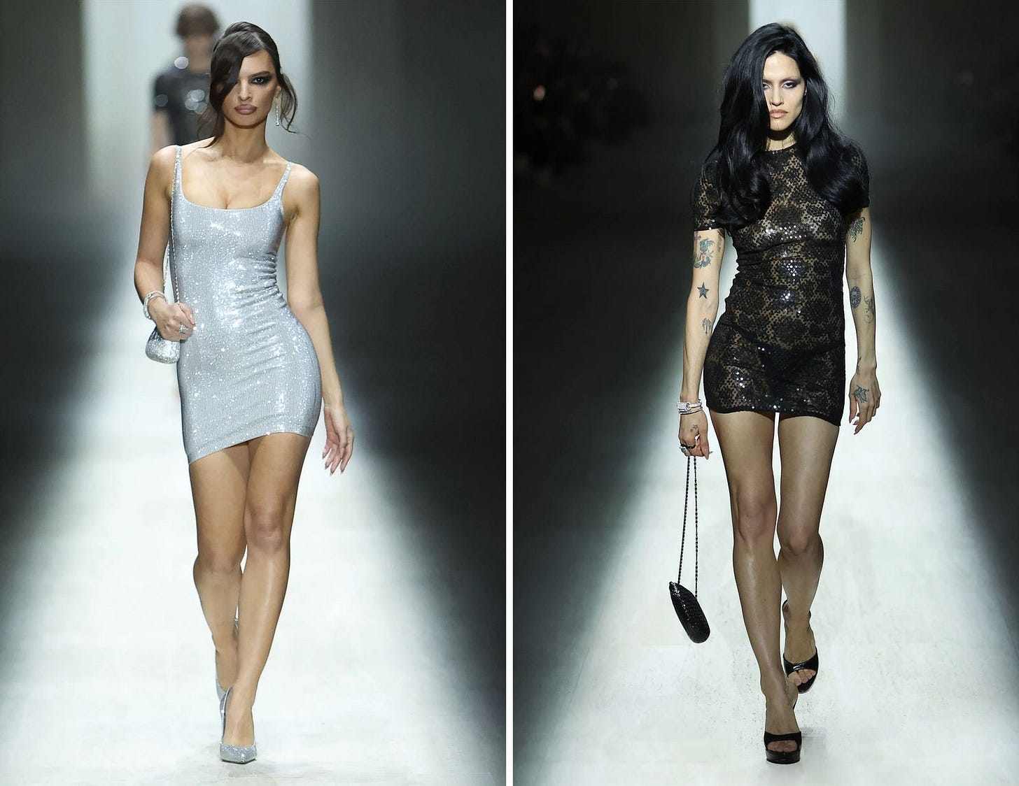 Image may contain Emily Ratajkowski Clothing Dress Adult Person Fashion Accessories Bag Handbag Footwear and Shoe