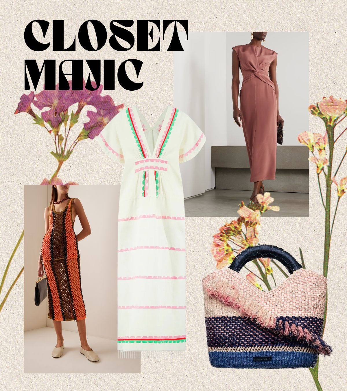 Collage for "Closet Magic" featuring colorful, beautifully crafted designs by Black designers and Black-owned brands.