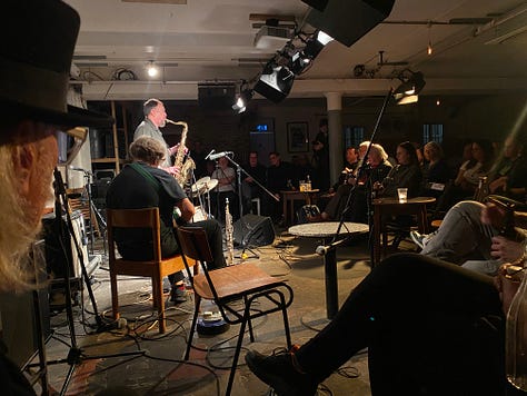 Musicians and people at a music cafe - Cafe Oto in Dalston