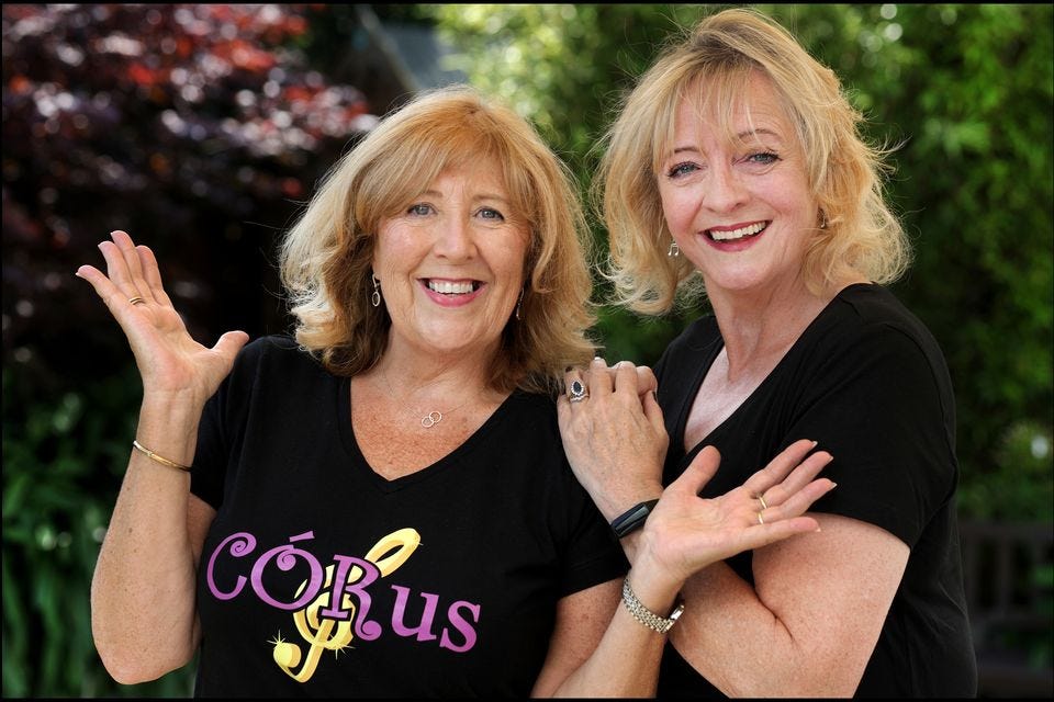 Yvonne McDonald with her Córus co-director Mary Lowe. Photo: Steve Humphreys