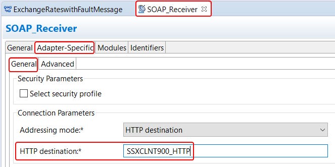 Receiver Proxy (SOAP) Communication Channel Adapter Specific attributes with HTTP destination assigned