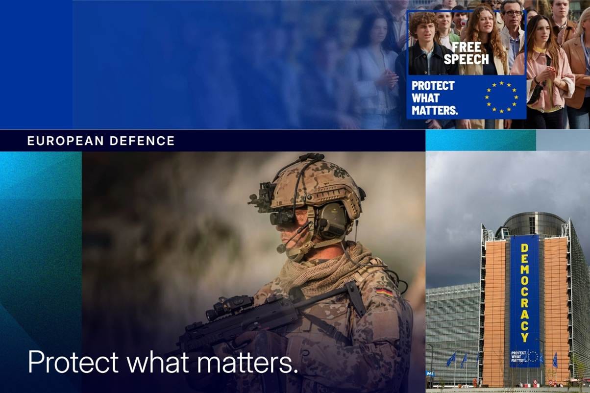 The image depicts a European defense context with soldiers, emphasizing the importance of protecting what matters.

Obsah generovaný pomocí AI může být nesprávný.