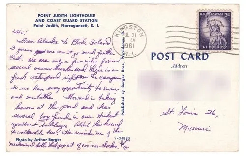 Point Judith Lighthouse Coast Guard Station Postcard Narragansett Washington Cty - Picture 2 of 2