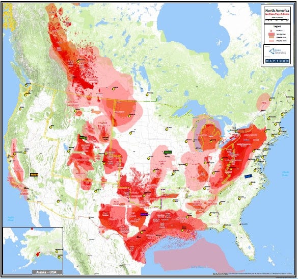 North America Shale Gas Plays and Basins map
