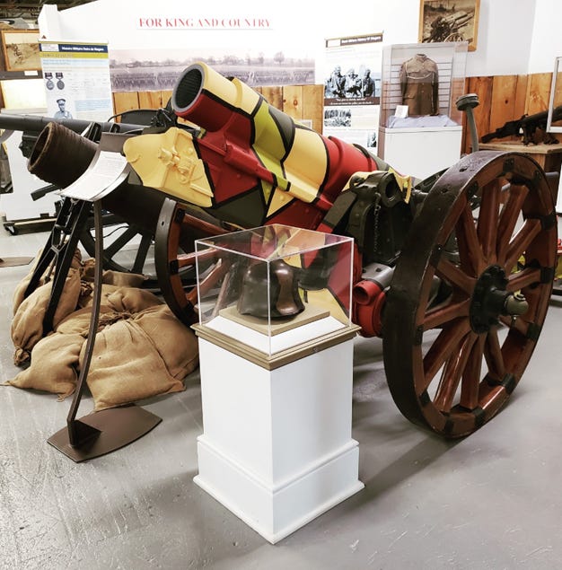 German WWI era artillery painted in bright, geometric colours.