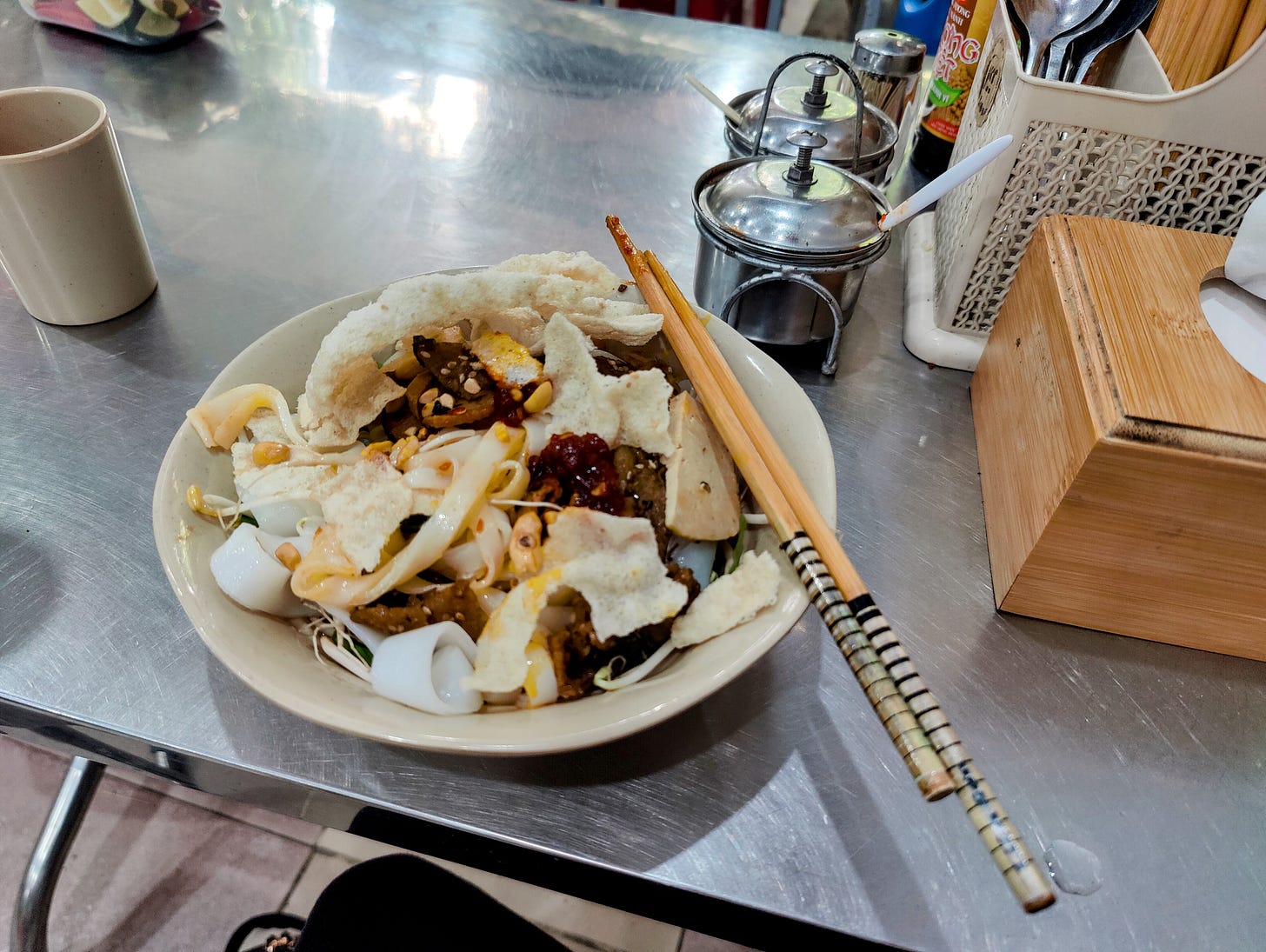 a bowl of big rice noodles a bowl of big rice noodles
