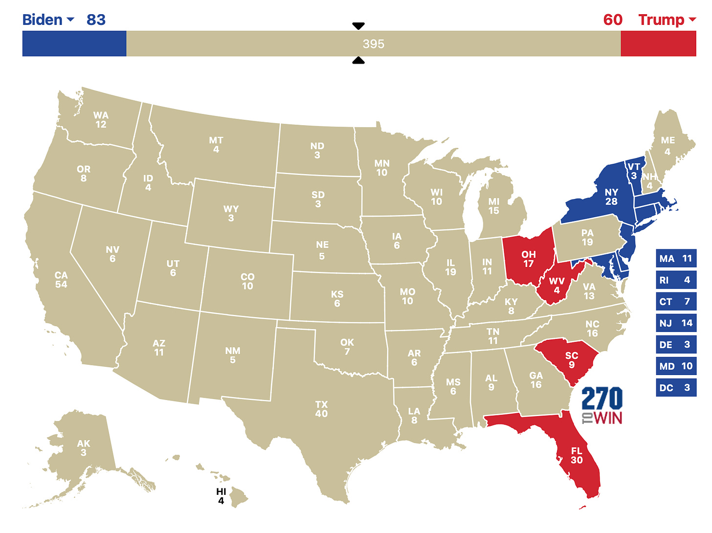 A map of the united states with red and blue states

Description automatically generated
